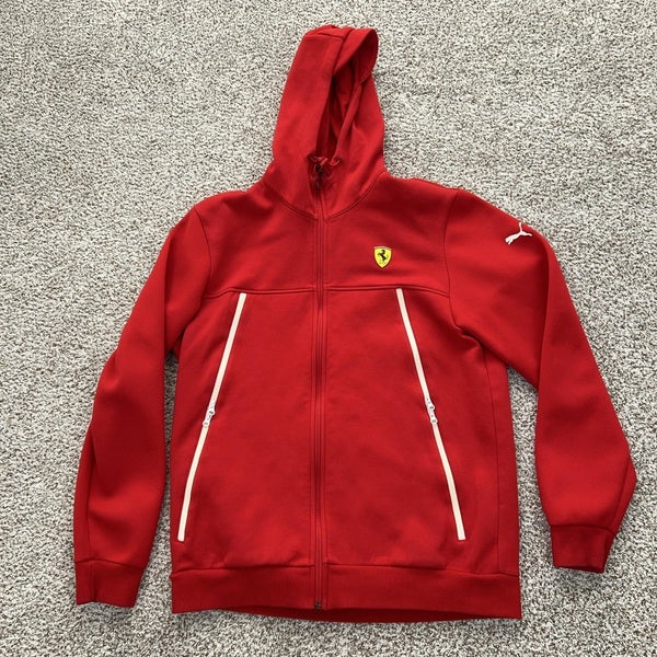 Puma Ferrari Jacket Mens Large Scuderia Red Full Zip Sweatshirt Racing Hoodie