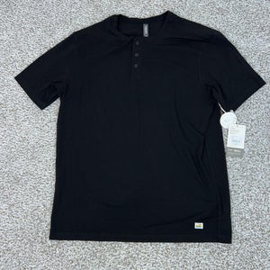 Vuori Shirt Mens Medium Black Ever Henley Performance Pima Cotton Stretch Basic
