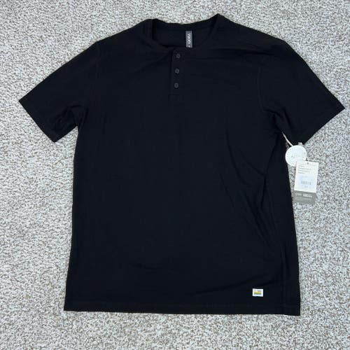 Vuori Shirt Mens Medium Black Ever Henley Performance Pima Cotton Stretch Basic