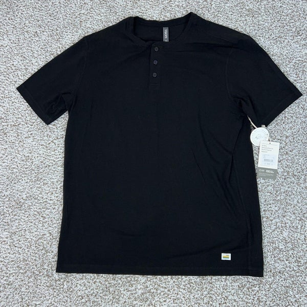 Vuori Shirt Mens Medium Black Ever Henley Performance Pima Cotton Stretch Basic