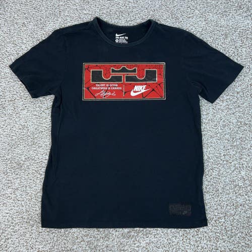 Nike Shirt Men Medium LeBron James Black Red Tee T Basketball Logo Crown Graphic