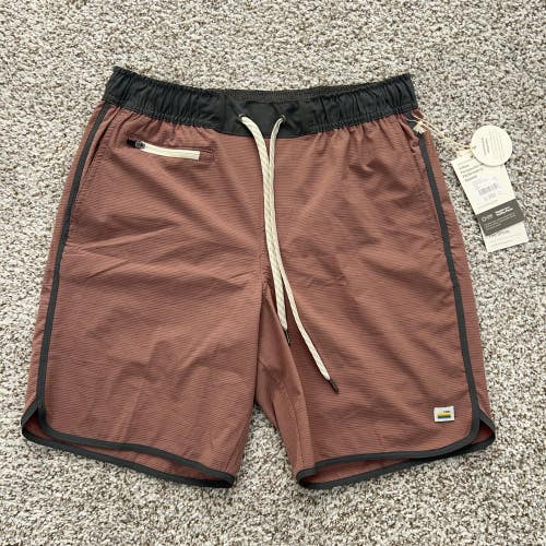Vuori Shorts Mens Small Marsala Slub Stripe Banks Quick Dry Swim Trunks Board