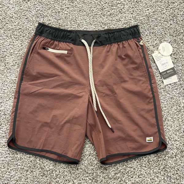 Vuori Shorts Mens Small Marsala Slub Stripe Banks Quick Dry Swim Trunks Board