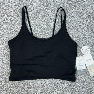 Vuori Top Womens XL Black Halo Performance Crop DreamKnit Athletic Padded Gym