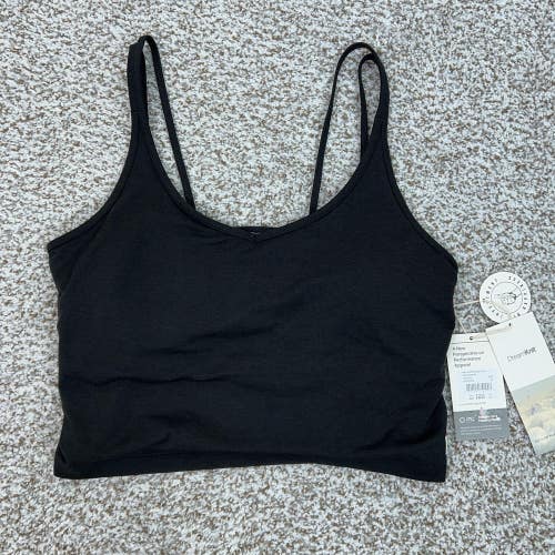 Vuori Top Womens XL Black Halo Performance Crop DreamKnit Athletic Padded Gym