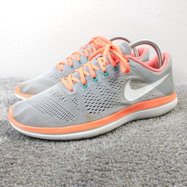 Nike Flex 2016 Run Womens Size 8.5 Running Shoes Gray Orange 830751-003