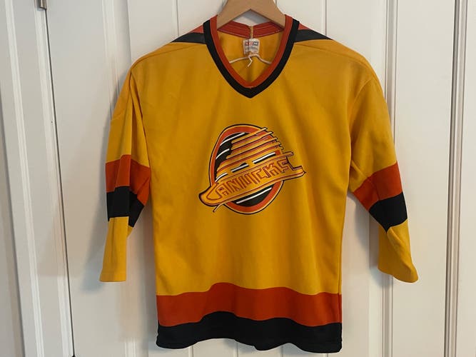 Authentic Vintage 1989 CCM Vancouver Canucks Skate Jersey Junior Kids Size Large