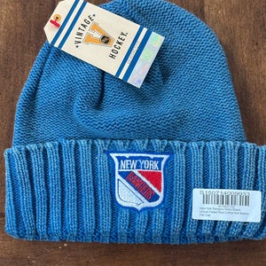 New York Rangers Adult Retro Brand Beanie Knit Blue Cuffed One Size Fits All New