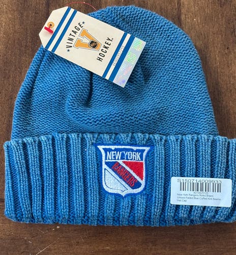 New York Rangers Adult Retro Brand Beanie Knit Blue Cuffed One Size Fits All New