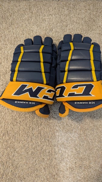CCM HG4PC Gloves 14" Pro Stock Delta Icehawks Blue/Yellow