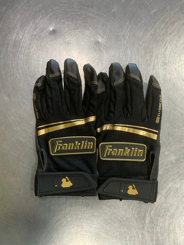 Used Franklin CLASSIC ONE BB/SB Batting Gloves Black And Gold LG 11614-S000221181