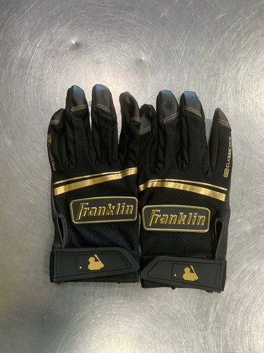 Used Franklin CLASSIC ONE BB/SB Batting Gloves Black And Gold LG 11614-S000221181