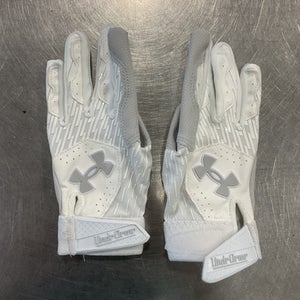 Used Under Armour CLEAN UP BB/SB Batting Gloves White SM 11614-S000221178