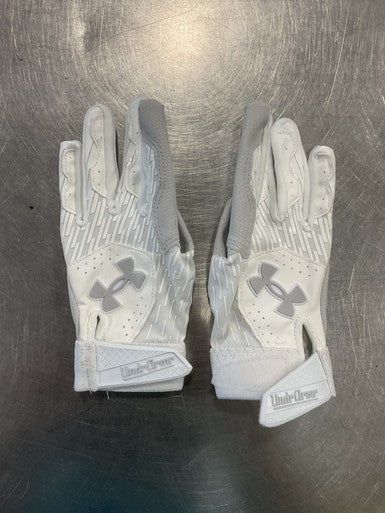 Used Under Armour CLEAN UP BB/SB Batting Gloves White SM 11614-S000221178