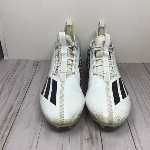 Adidas Men’s Scorch Adizero Football Cleats White Black Mid Top Size 12 (Used)