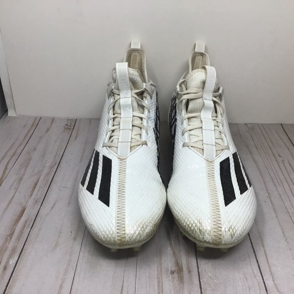 Adidas Men’s Scorch Adizero Football Cleats White Black Mid Top Size 12 (Used)