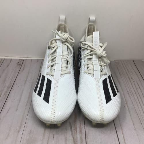 Adidas Men’s Scorch Adizero Football Cleats White Black Mid Top Size 9.5 (Used)