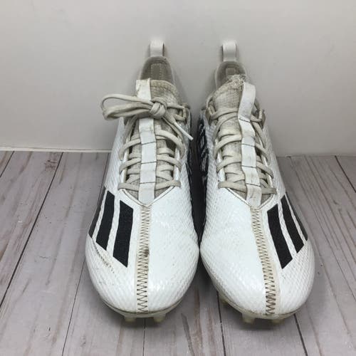 Adidas Men’s Scorch Adizero Football Cleats White Black Mid Top Size 10 (Used)