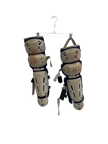 Used Wilson SHIN GUARDS Catchers Leg Guards Navy Blue Junior 11692-S000141056