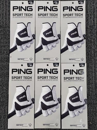 PING Sport Tech Synthetic Leather Glove Pack 6-Included Size: ML Medium Large