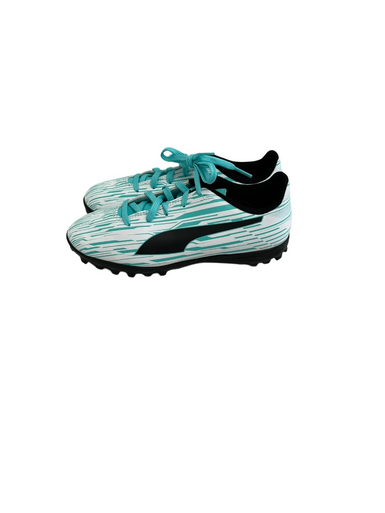 Used Puma RAPIDO 3 Soccer Turf Shoes White And Carolina Blue Junior 01.5 11692-S000141250