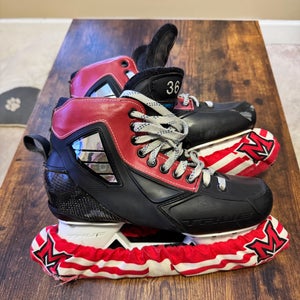 True 2 Piece Hockey Goalie Skates Regular Width Pro Stock 8 (Used)