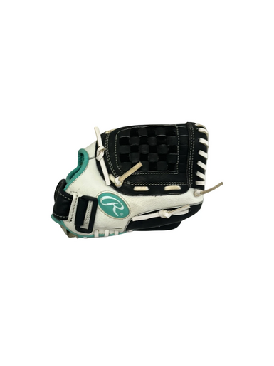 Used Rawlings FP105BW RH Throw Fastpitch Gloves Black And White 10 1/2" 11692-S000141389