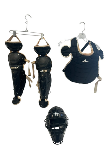 Used All Star 9-12 PLAYERS Catchers Helmet w/Mask Black One Size 11692-S000141426