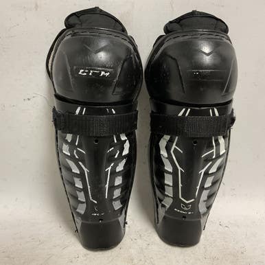 Used CCM TACKS Youth Shin Guards Black And Silver 9" 11855-S000191028