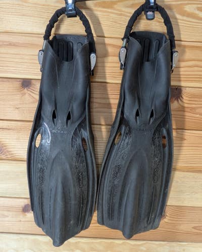 Oceanic Viper Open Heel Dive Snorkel Fins Flippers XL - XS Scuba Spring Straps