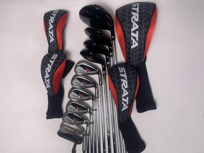 Strata Tour Club Set Driver 3W 4&5H 6-PW LW Putter Graphite & Steel Mens RH HC