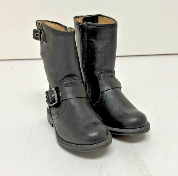 Frye Black Leather Little Kids Engineer Pull-On Boots US Size 8 EXCELLENT