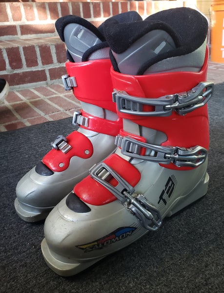 JR BOYS 23.5 SKI BOOTS Salomon T3 (YOUTH 5.5) *USED* WASHED