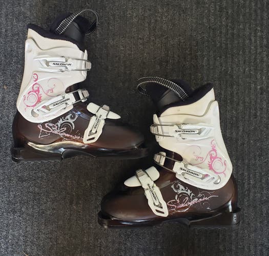 JR. GIRLS Salomon T3 Ski Boots (23.5 GIRLS YOUTH 5-5.5) *USED* NEW SOLES WASHED 276mm