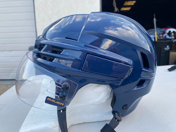 CCM SUPER TACKS X Pro Stock Hockey Helmet Navy Blue Visor Combo MEDIUM 7391