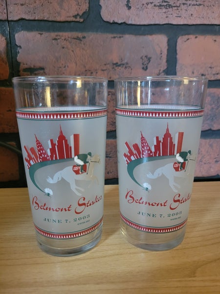 Pair of 135th Belmont Stakes 2003 Souvenir Belmont Jewel Glasses
