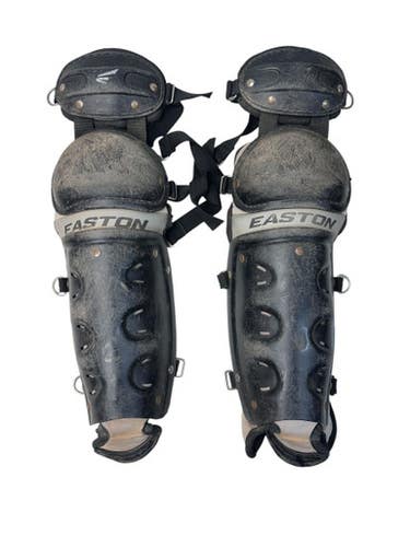 Used Easton BLACK YTH SHINGUARDS Catchers Leg Guards Black Youth 11835-S000196136
