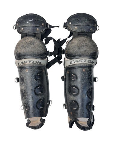 Used Easton BLACK YTH SHINGUARDS Catchers Leg Guards Black Youth 11835-S000196136
