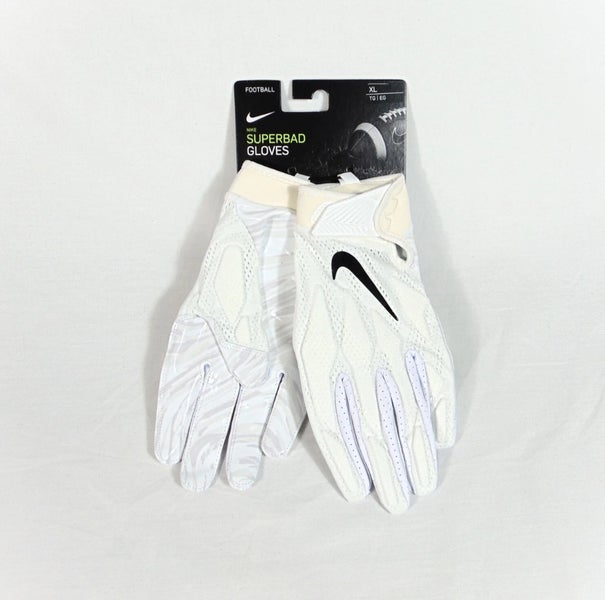 Nike Superbad 4.5 White Knit WR/TE Football Gloves PGF873-102 Size XL