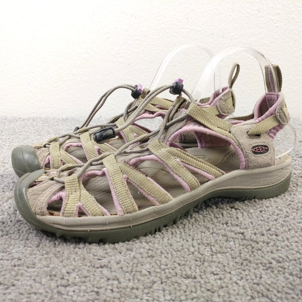 Keen Whisper Womens Size 8.5 Sandals Beige Pink Bungee Cord Water Shoes