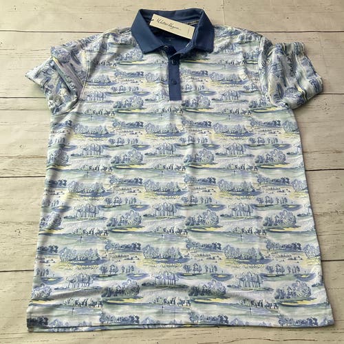 Walter Hagen Men's Clubhouse Country Club Blue Polo Shirt Size Medium