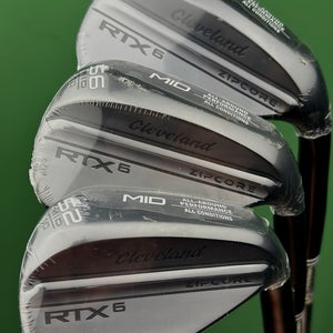 Cleveland RTX6 Zipcore Black Satin Wedge Set 52-10*, 56-10*, 60-10* Steel NEW!