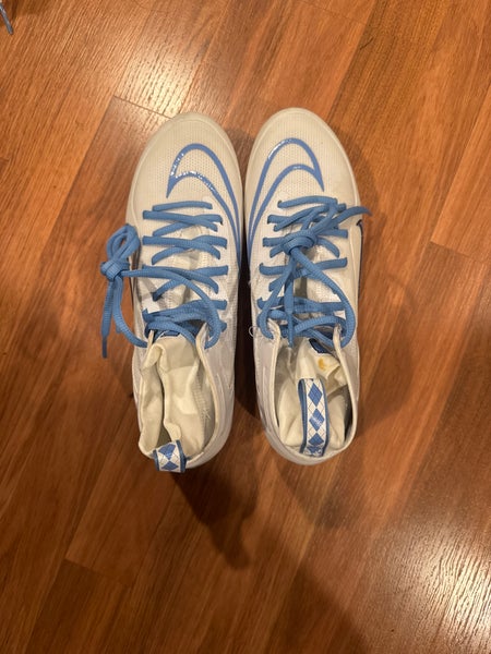 White UNC Custom Cleats Unisex Size M 9.5 (W 10.5) Nike Huarache Mid Top (New)