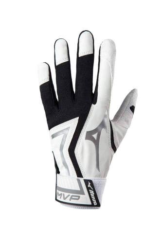 Mizuno MVP Batting Gloves Baseball Adult Men's Women's XL White Black 150305