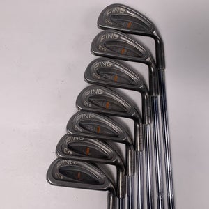 Ping Eye Iron Set 4-PW Orange Dot 2* Flat Karsten ZZ-Lite Stiff Steel Mens RH