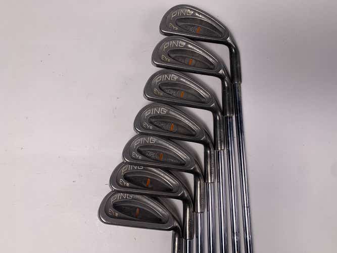 Ping Eye Iron Set 4-PW Orange Dot 2* Flat Karsten ZZ-Lite Stiff Steel Mens RH