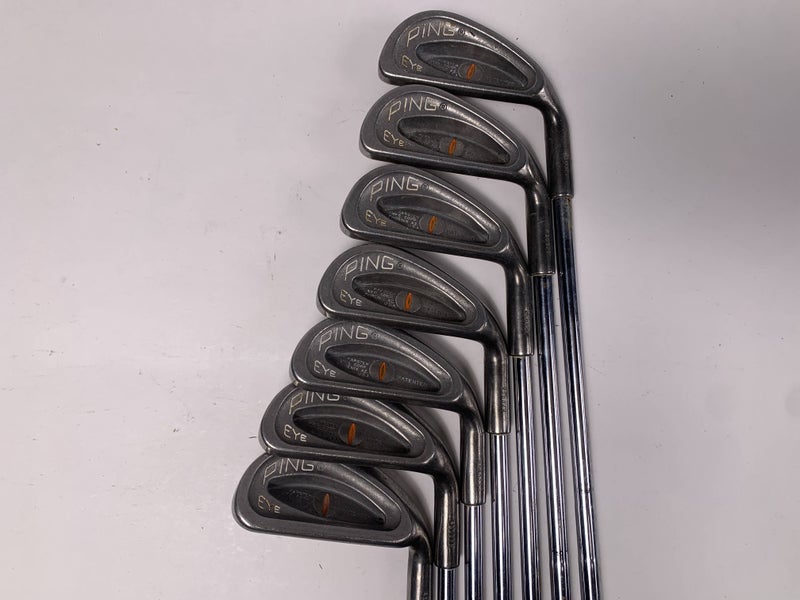 Ping Eye Iron Set 4-PW Orange Dot 2* Flat Karsten ZZ-Lite Stiff Steel Mens RH