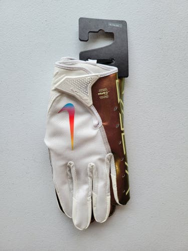 Nike Vapor Jet 7.0 Football Gloves Men’s XL White Iridescent Gold