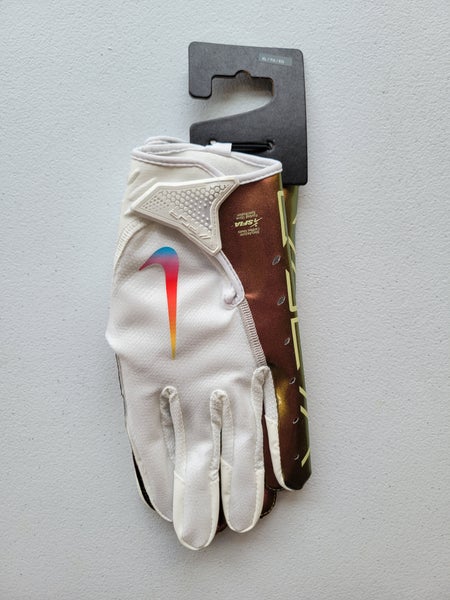 Nike Vapor Jet 7.0 Football Gloves Men’s XL White Iridescent Gold