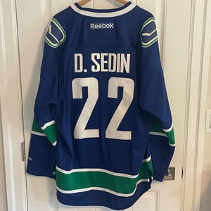 Authentic Reebok Vancouver Canucks Daniel Sedin Blue Orca Jersey Size XXL 2XL